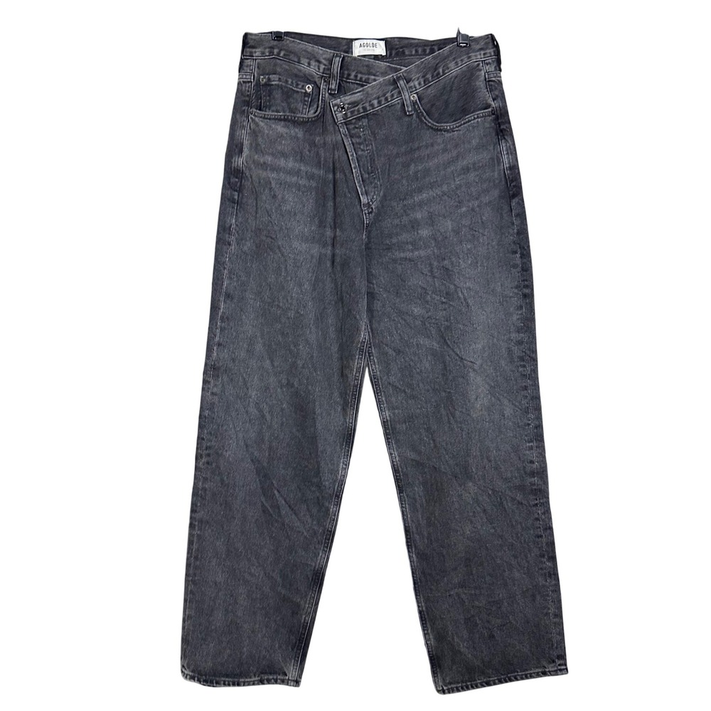 Agolde Criss Cross Jeans Blk High Rise Wide Leg Denim organic cotton 30 Aritzia